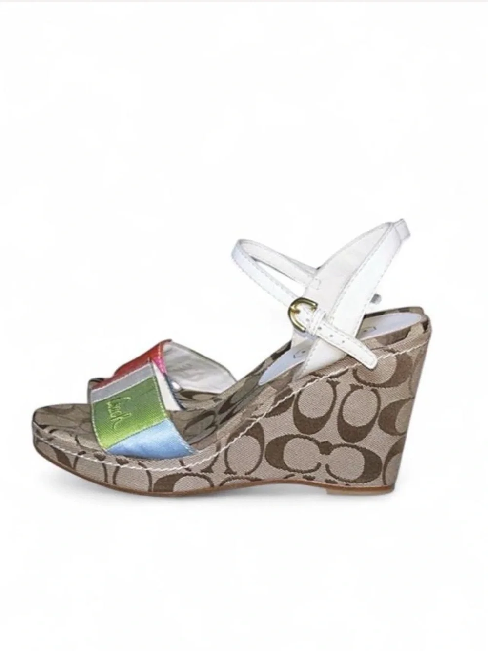Rare Archival Y2K Coach Legacy Rainbow Stripe Set. Hobo Bag + Matching Wedges S7